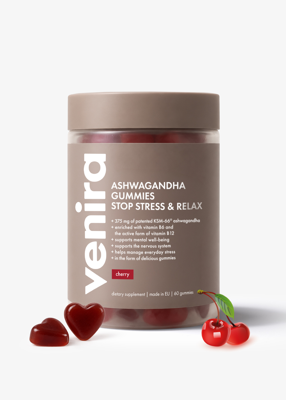 VENIRA ashwagandha – stop stress & relax srdiečka, višňa