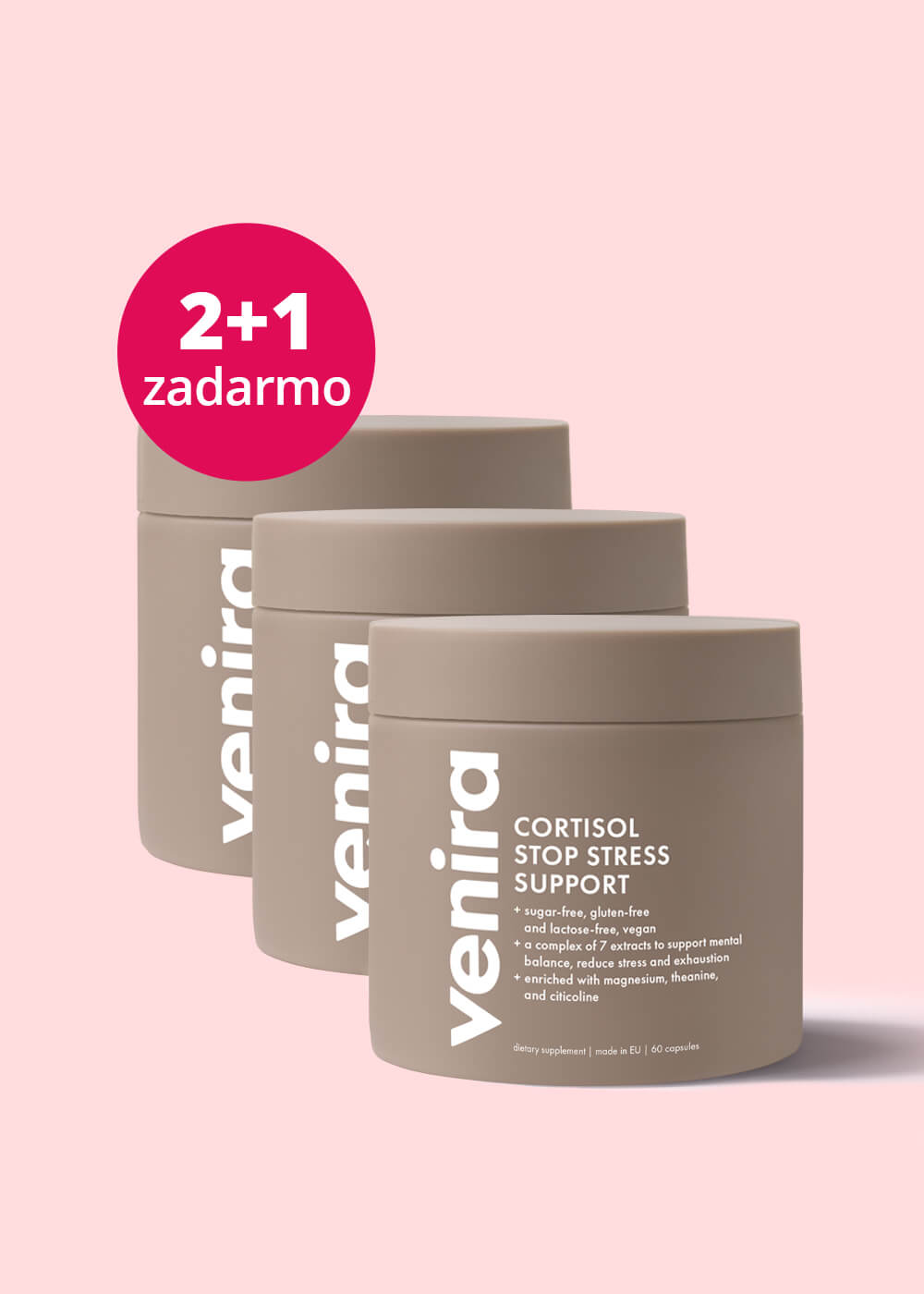 VENIRA kortizol & stop stres – podpora, balíček 2+1 zadarmo