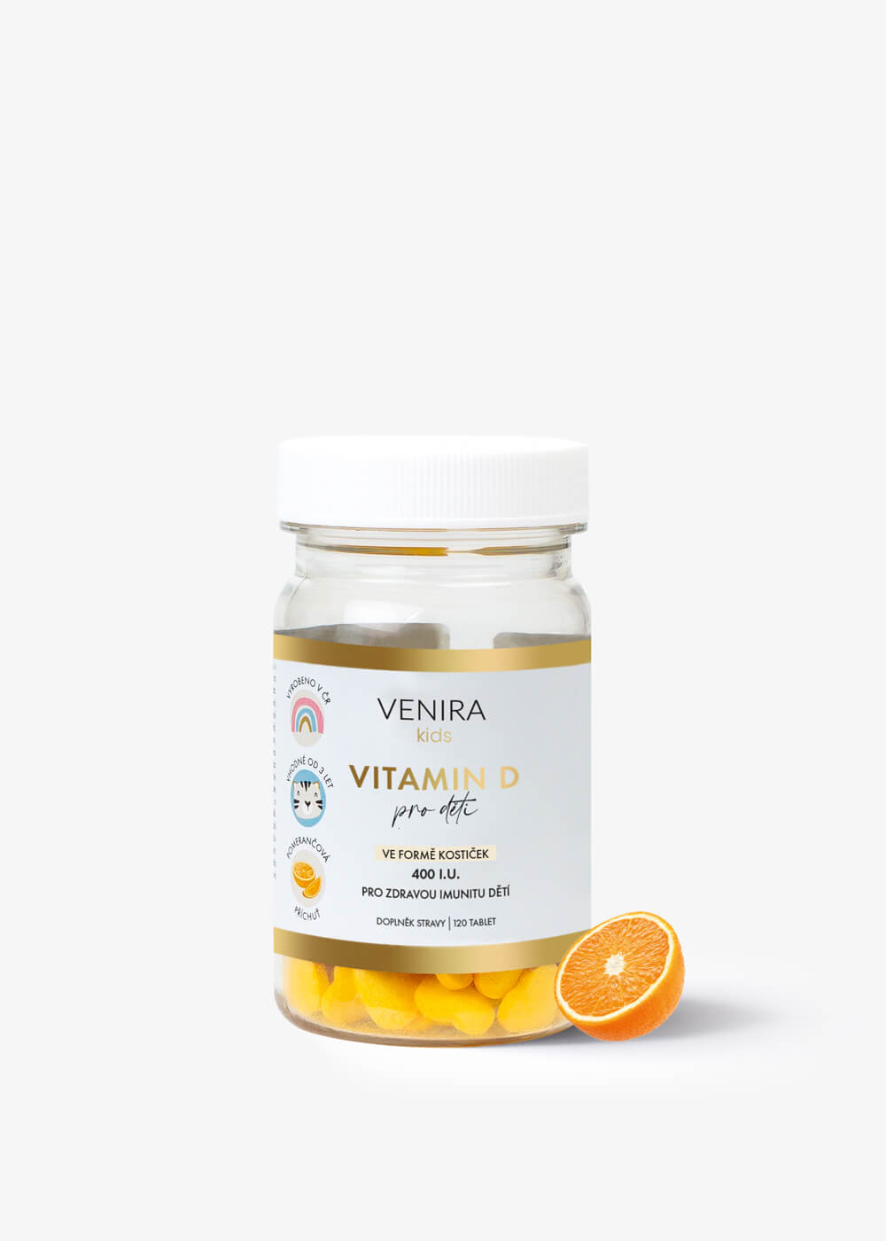 VENIRA vitamín D pre deti pomaranč, 120 srdiečok pomaranč, 120 srdiečok