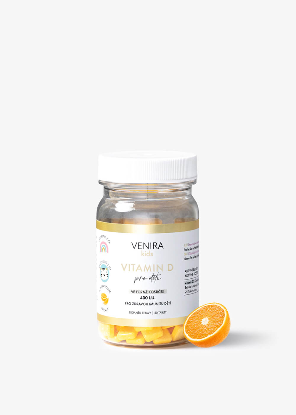 E-shop VENIRA vitamín D pre deti pomaranč, 120 kociek pomaranč, 120 kociek