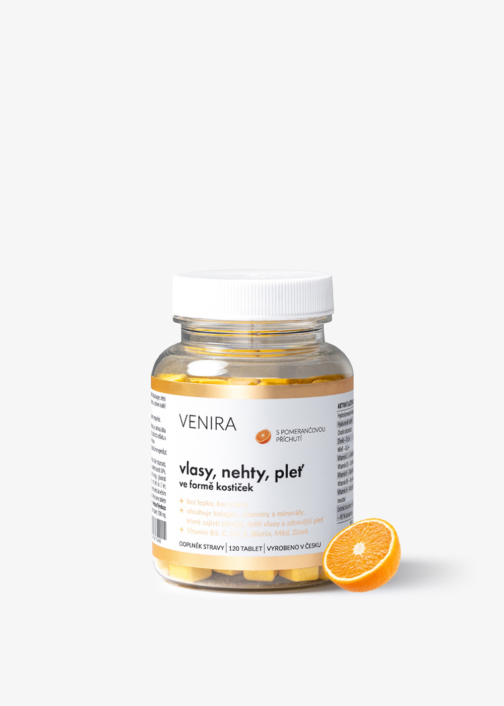 E-shop VENIRA kocky pre vlasy, nechty a pleť, až 120 denná kúra, pomaranč pomaranč, 120 kociek