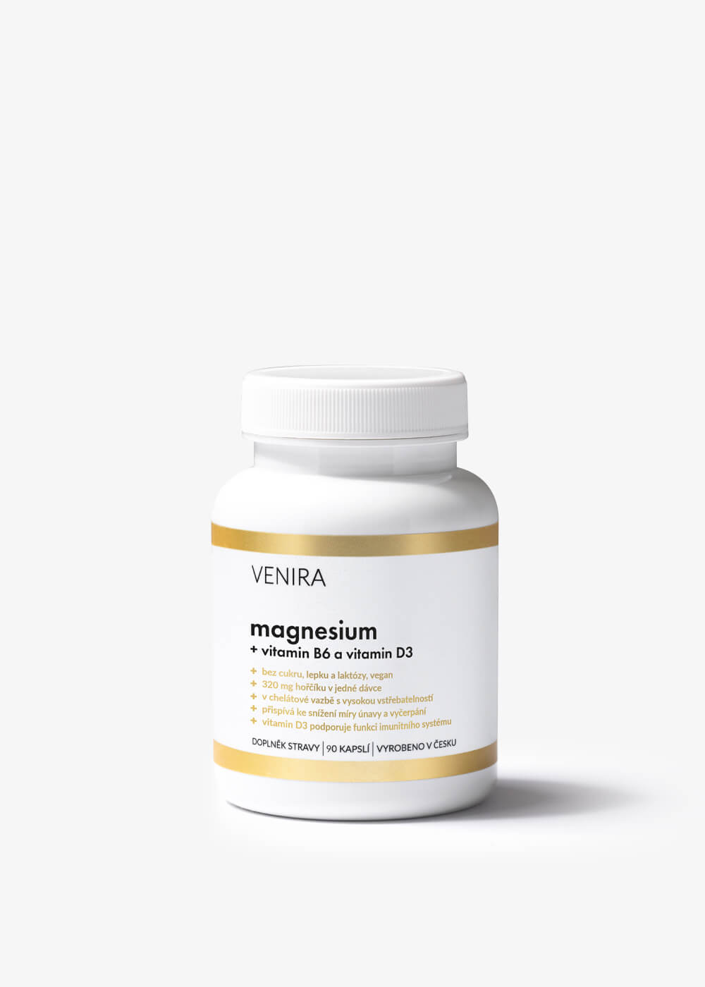 VENIRA magnézium s vitamínom B6 a vitamínom D, 90 kapsúl 90 kapsúl