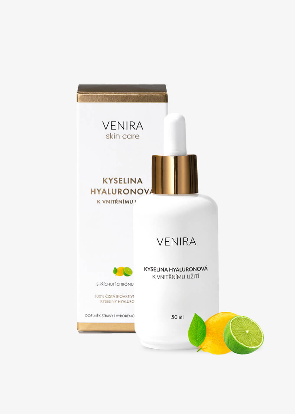 VENIRA kyselina hyalurónová na vnutorné použitie, citrón-limeta, 50 ml