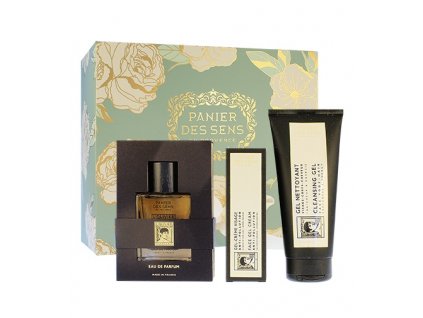 Panier Des Sens L'Olivier parfémovaná voda 50 ml + čistící gel na obličej, tělo a vlasy 200 ml + gelový krém na obličej 75 ml dárková sada Pro muže