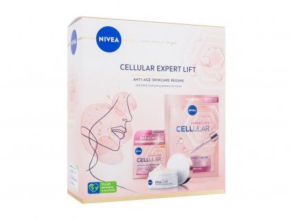 Nivea Cellular Expert Lift denní pleťový krém Cellular Expert Lift 50 ml + textilní pleťová maska Cellular Expert Lift 1 ks dárková sada