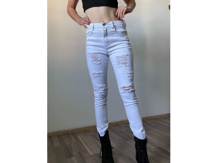 Bílé potrhané džíny ART