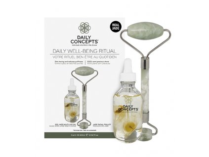 Daily Concepts Daily Well-Being Ritual dárková sada Daily Jade Facial Roller + Iris Jade Multi-Use Oil 60 ml