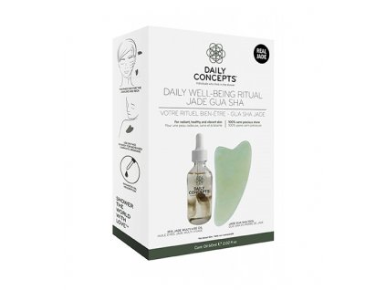 Daily Concepts Daily Well-Being Ritual Jade Gua Sha dárková Jade Gua Sha Facial Tool + Iris Jade Multi-Use Oil 60 ml