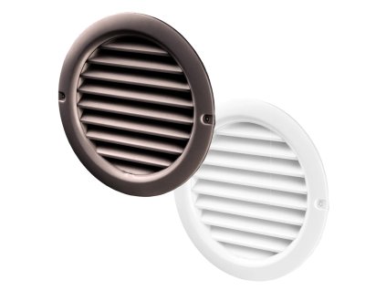 Kulatá plastová mřížka s přírubou a regulací (Barva Bílá, Model Se síťkou proti hmyzu, Průměr [mm] Vnější Ø 100, nástavec Ø 80)