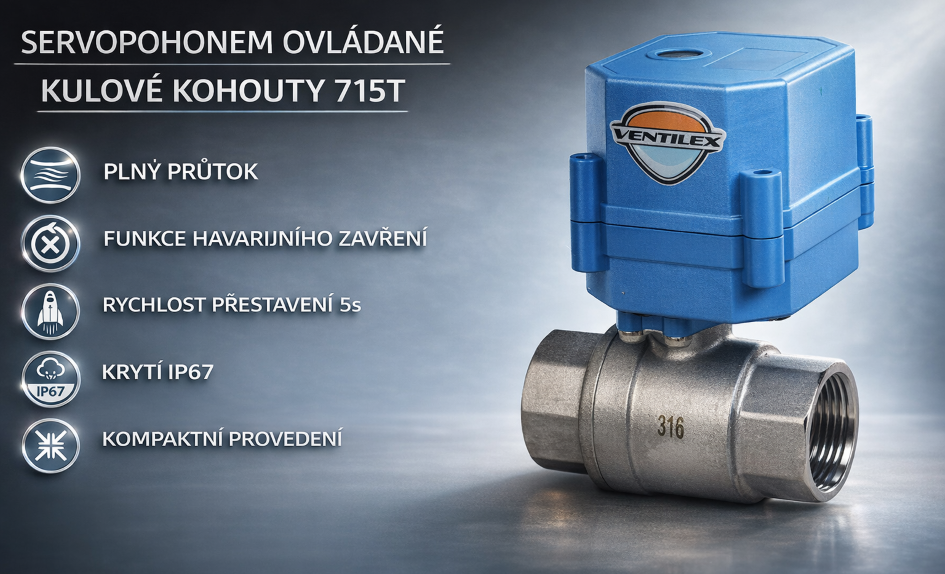 Guľový kohút ovládaný pohonom.