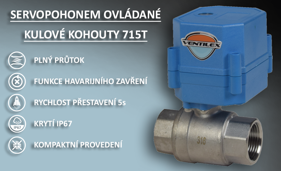 Guľový kohút ovládaný pohonom.