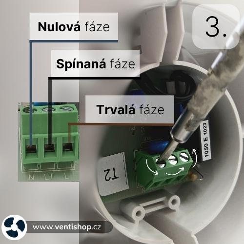 Instalace ventilátoru s časovým doběhem Instalace ventilátoru s časovým doběhem