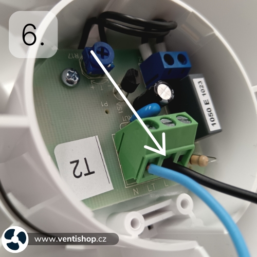 Instalace ventilátoru s časovým doběhem Instalace ventilátoru s časovým doběhem