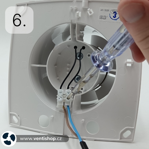 Instalace ventilátoru bez časového doběhu Instalace ventilátoru bez časového doběhu