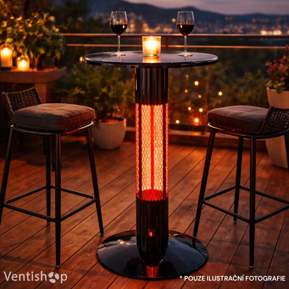 Topný stůl s infrazářičem - interiér