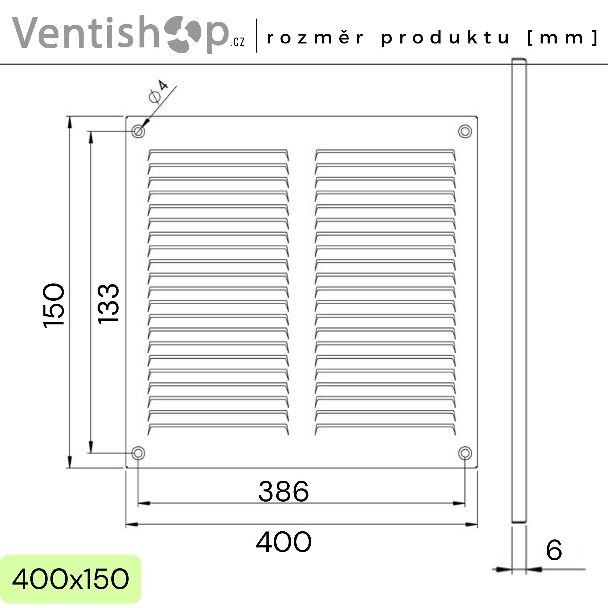 Rozměry větrací mřížky