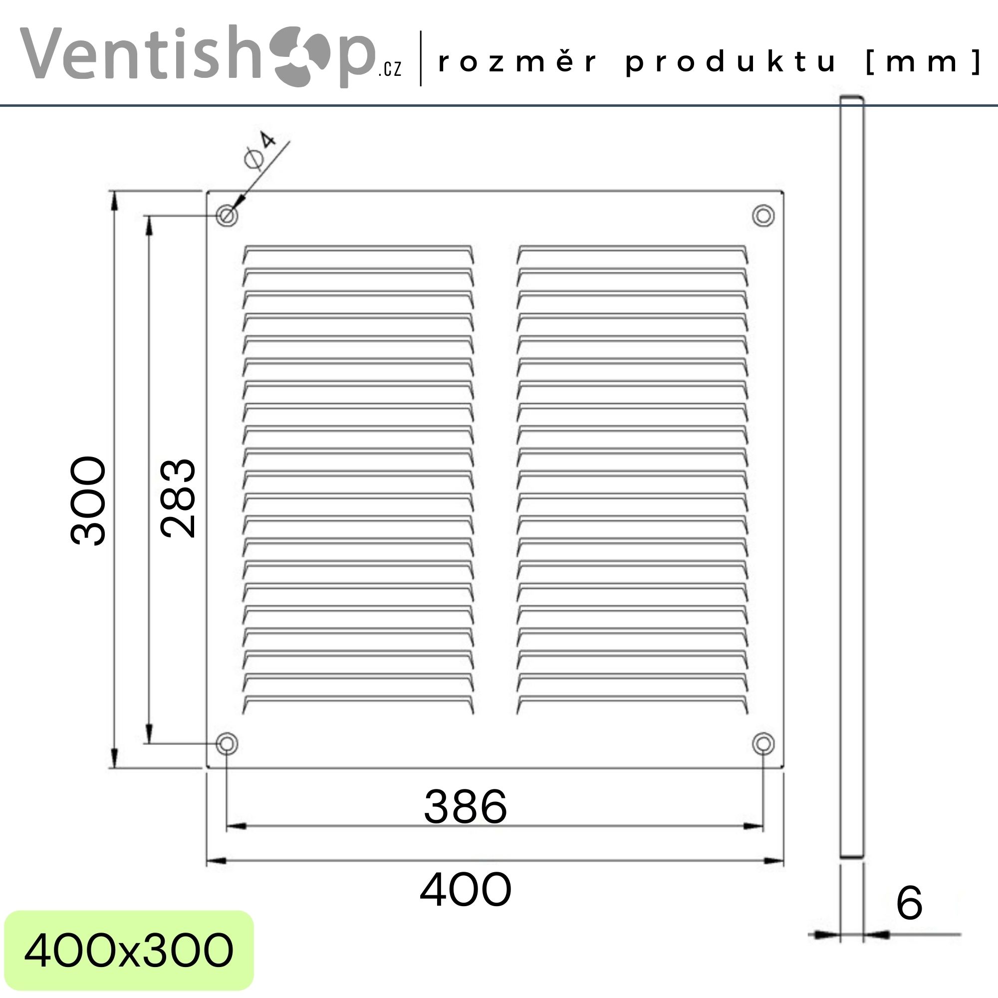 Rozměry větrací mřížky