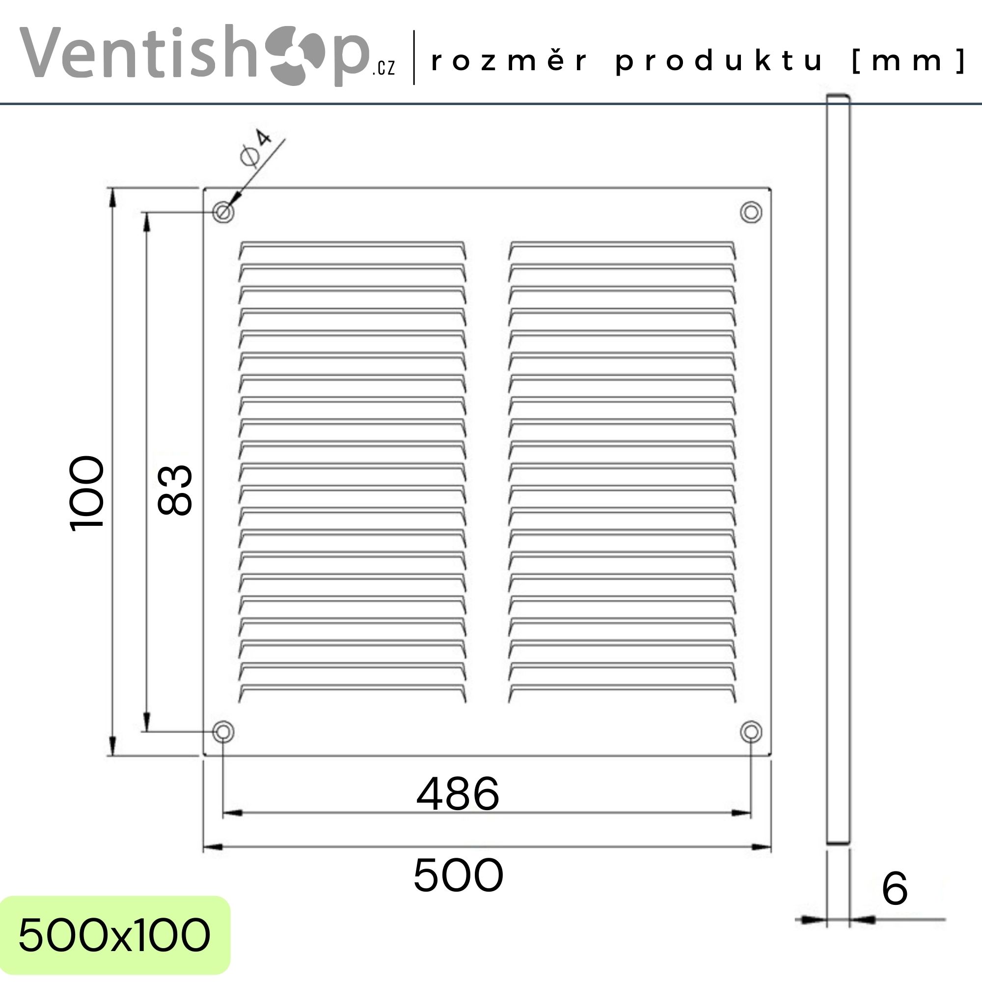 Rozměry větrací mřížky