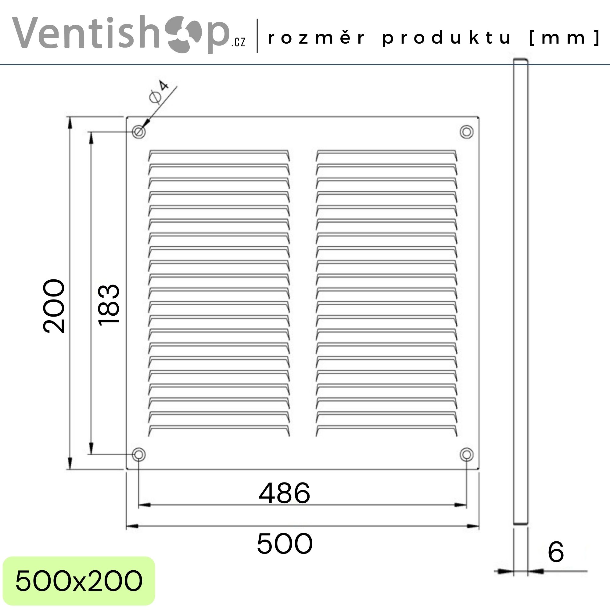 Rozměry větrací mřížky