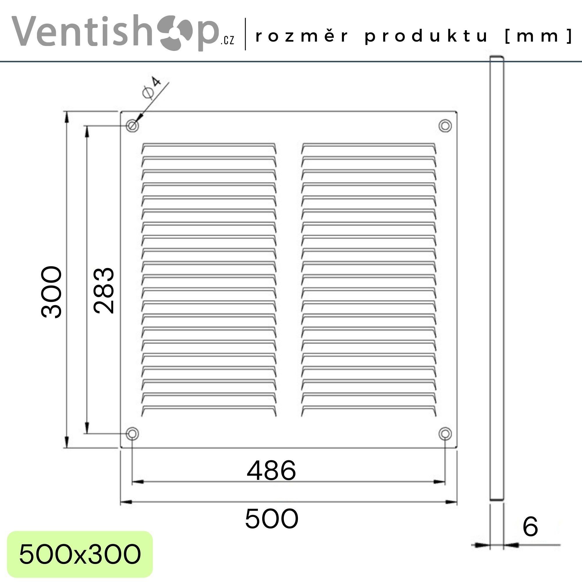 Rozměry větrací mřížky