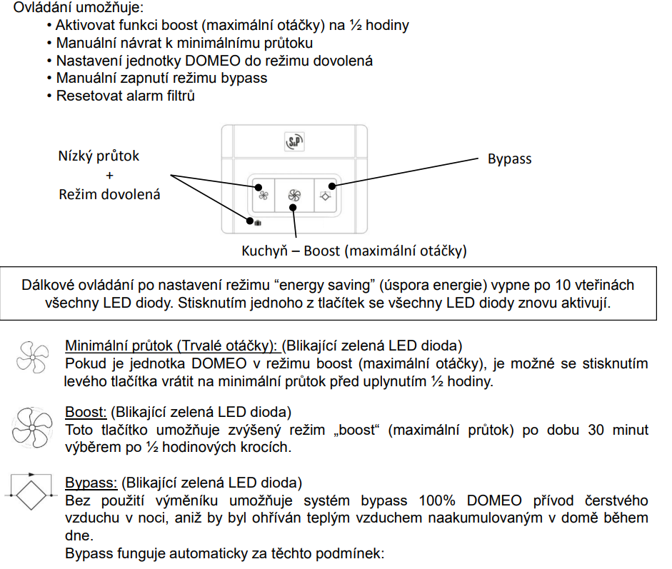 Ovládání rekuperace DOMEO