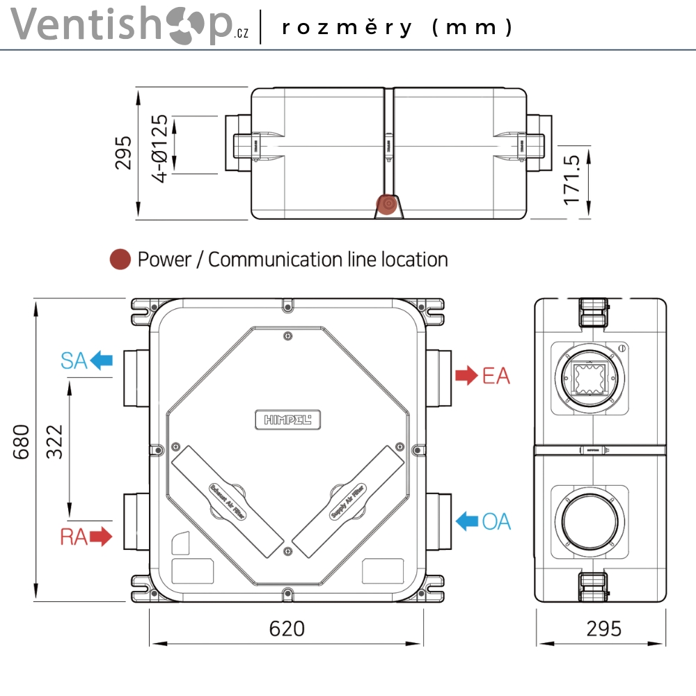 Centrální rekuperace – HEPA H13, BLDC motor, průtok 270 m³/h Centrální rekuperace – HEPA H13, BLDC motor, průtok 270 m³/h