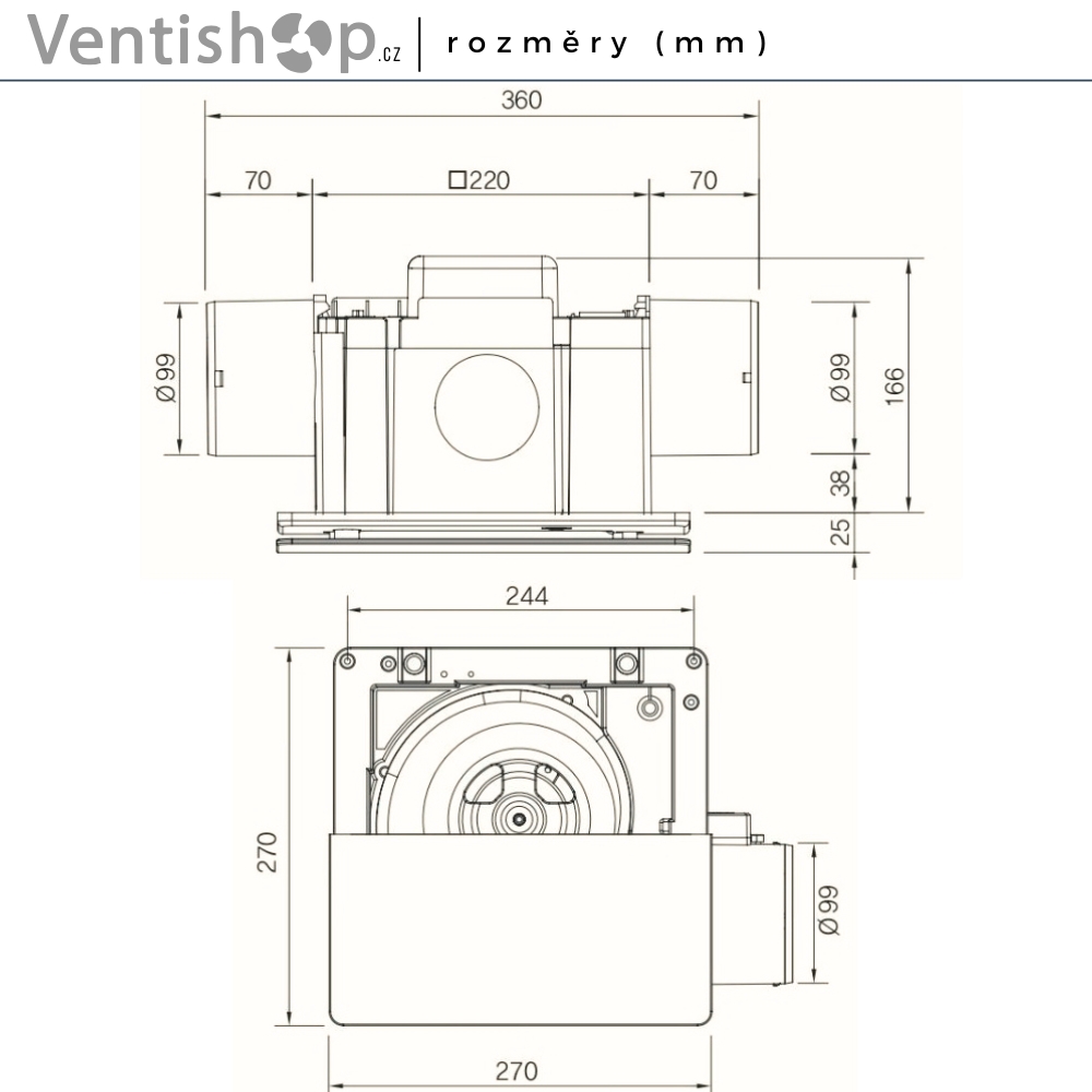 Koupelnový ventilátor s motorizovanou klapkou Koupelnový ventilátor s motorizovanou klapkou