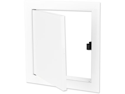 Bílá kovová revizní dvířka s magnetem