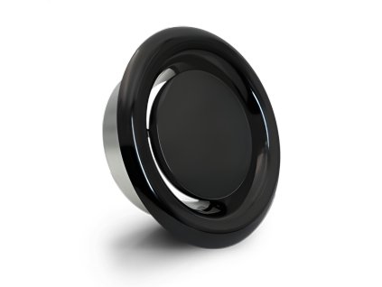 Černý kovový kruhový odvodní talířový ventil, černý
