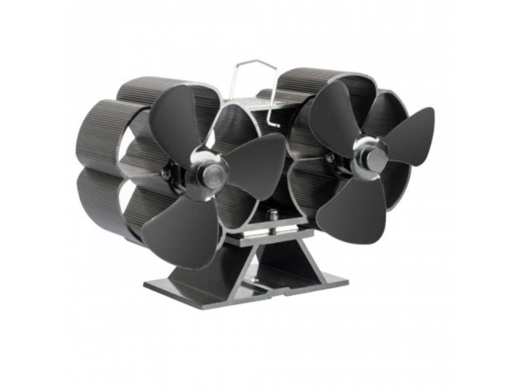 FLAMINGO dvouhlavý ventilátor na kamna černý