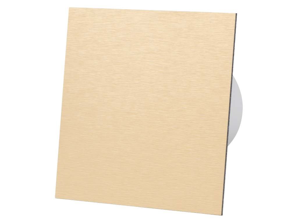 airRoxy dRim 100 TS BB ventilátor s časovým doběhem (ventilátor včetně čelního krytu) Materiál: Plexi, Barva: Zlatý hliník