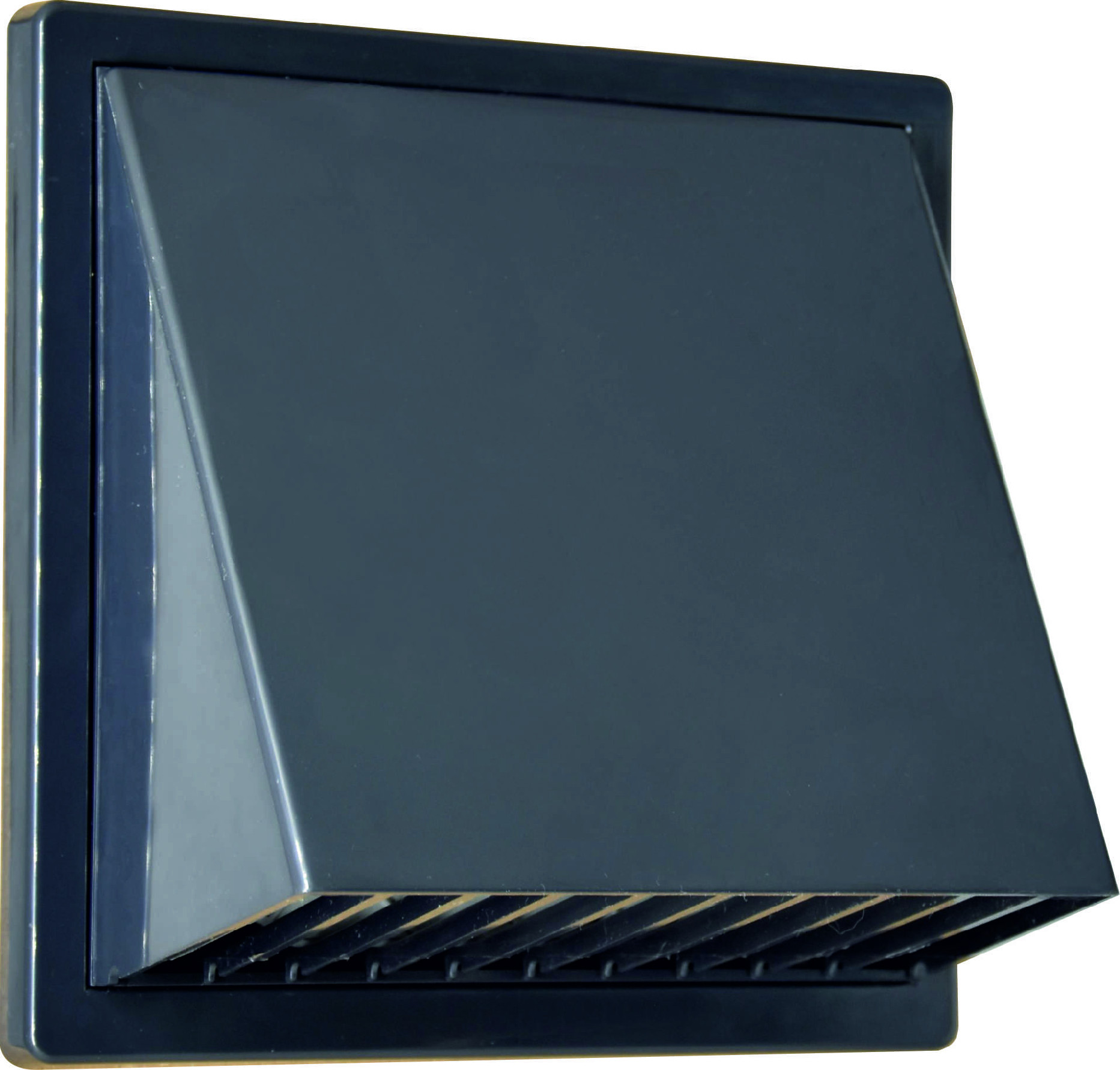 PVSc 125 Plastová větrací mřížka 170x170 mm se stříškou, přírubou, klapkou a nástavcem, grafit černá