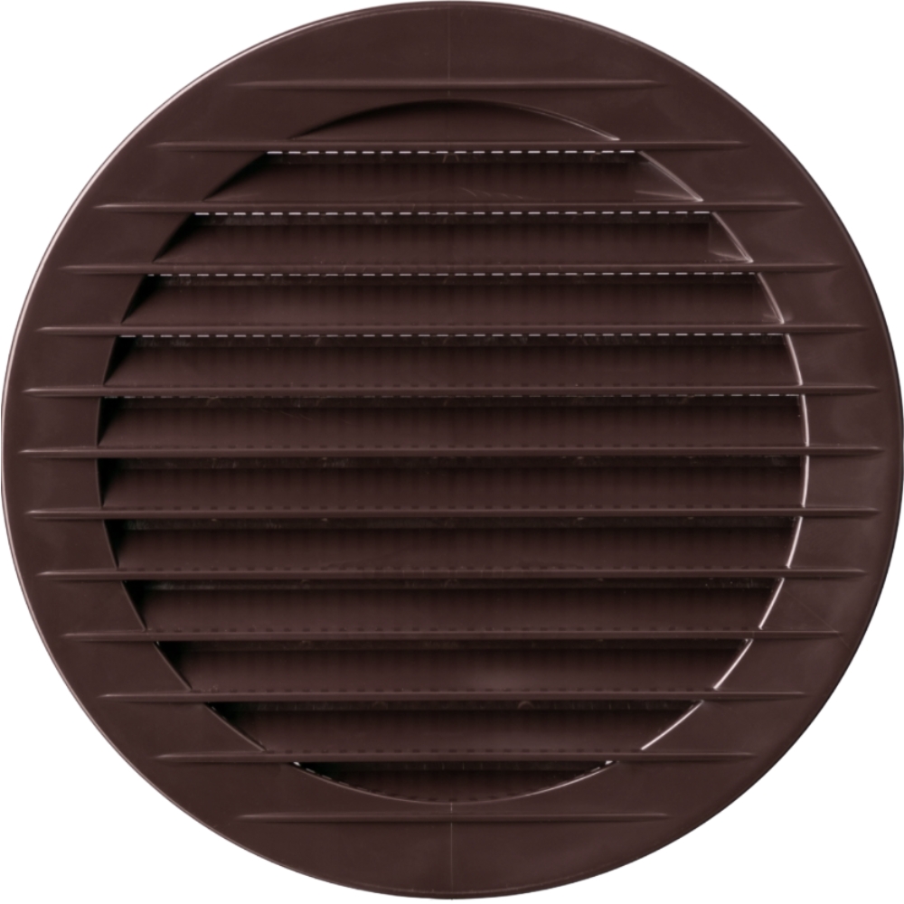 AOZh 70 mm PVC větrací mřížka kruhová s přírubou a jemnou mřížkou, hnědá
