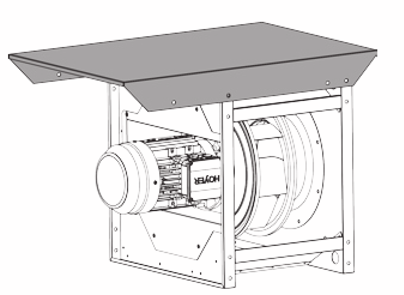 RFU-630-STR-E stříška pro průmyslový radiální ventilátor Alteko RFU
