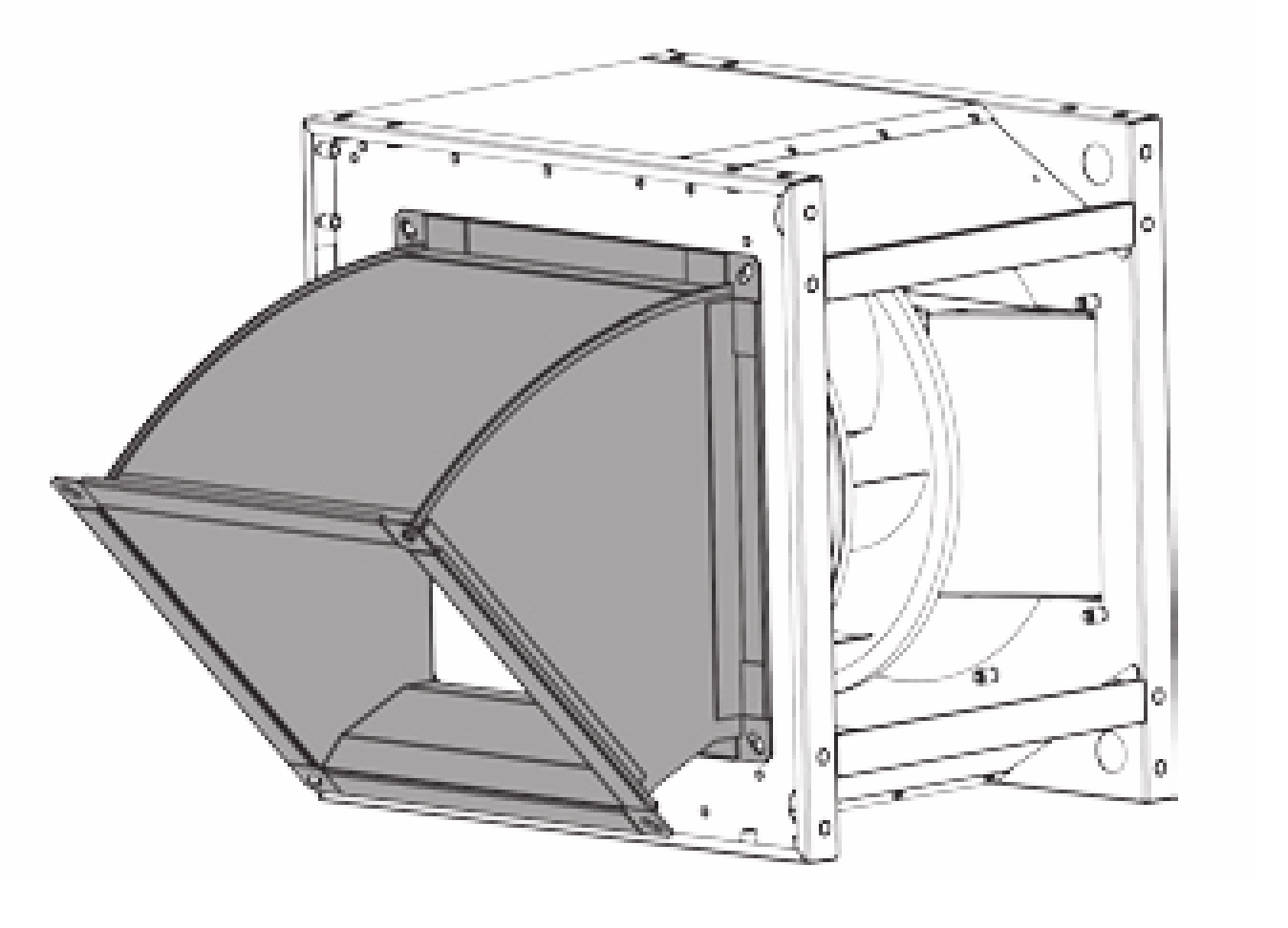 RFU-400-OB45-Z oblouk 45° pro průmyslový radiální ventilátor Alteko RFU