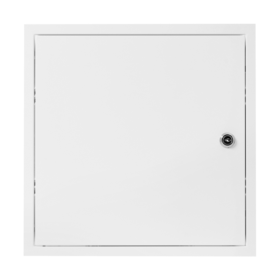 KRDZb 300x300 kovová revizní dvířka se zámkem, bílá