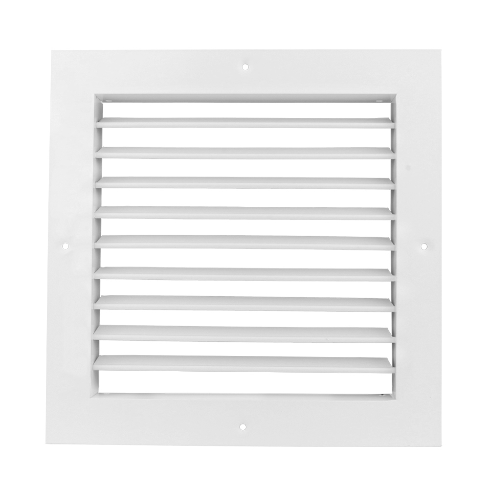 GMASb 350x350 hranatá hliníková větrací mřížka s nastavitelnou žaluzií, bílá