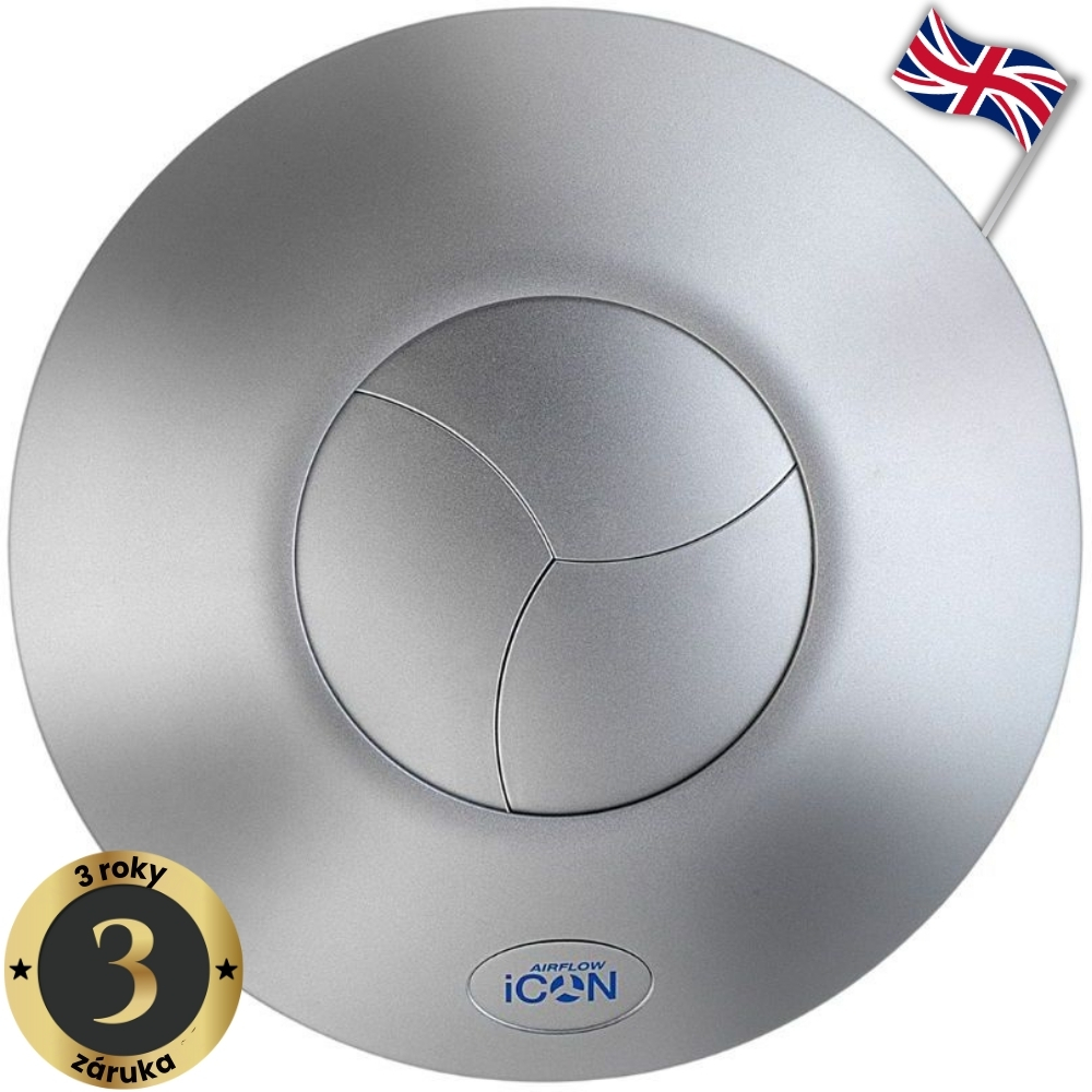 iCON 15, designový koupelnový axiální ventilátor, stříbrná
