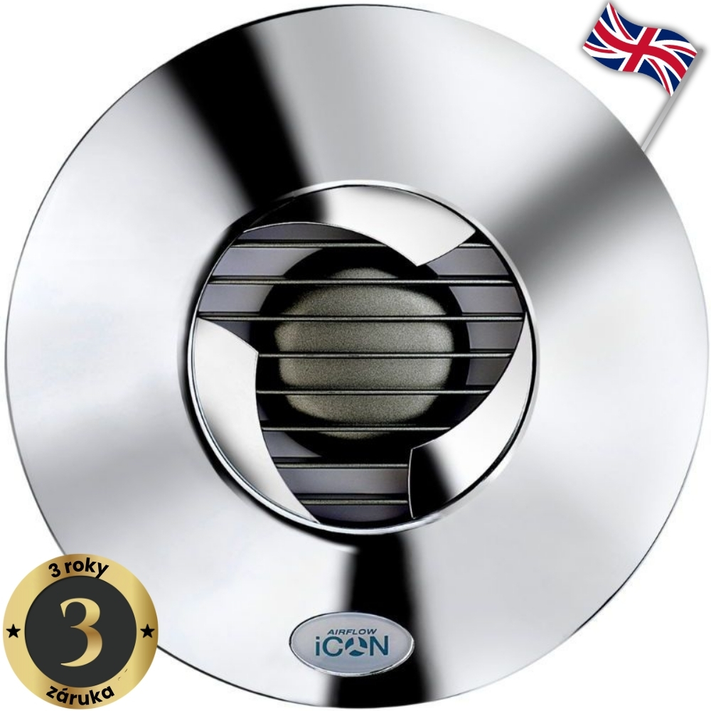 iCON 15, designový koupelnový axiální ventilátor, chrom