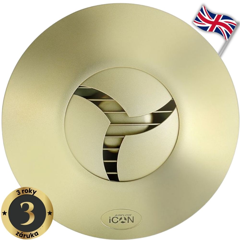 iCON 30, designový koupelnový semiradiální ventilátor, zlatá
