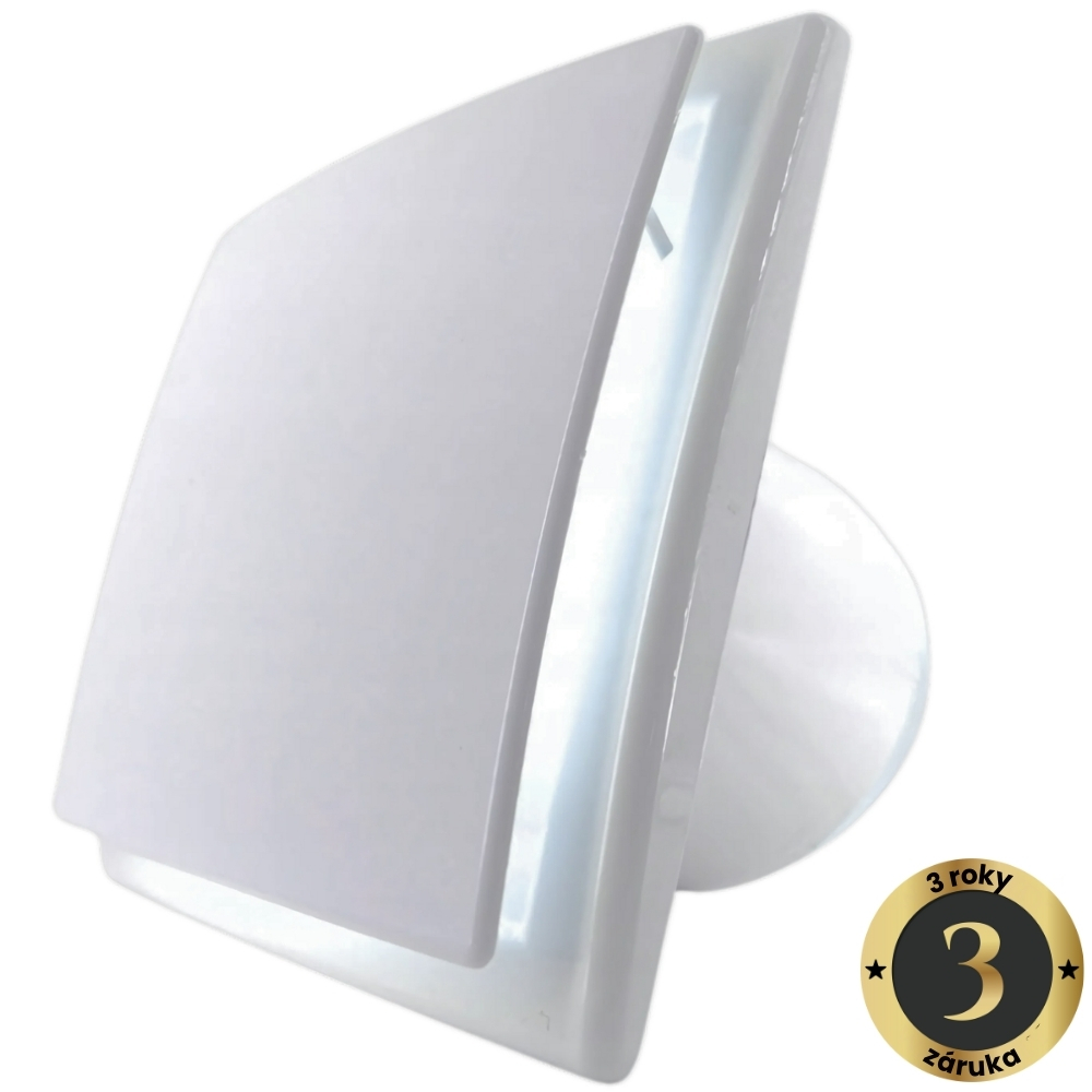 OK100-W T LED-white tichý axiální koupelnový ventilátor s časovým doběhem a LED světlem, bílá