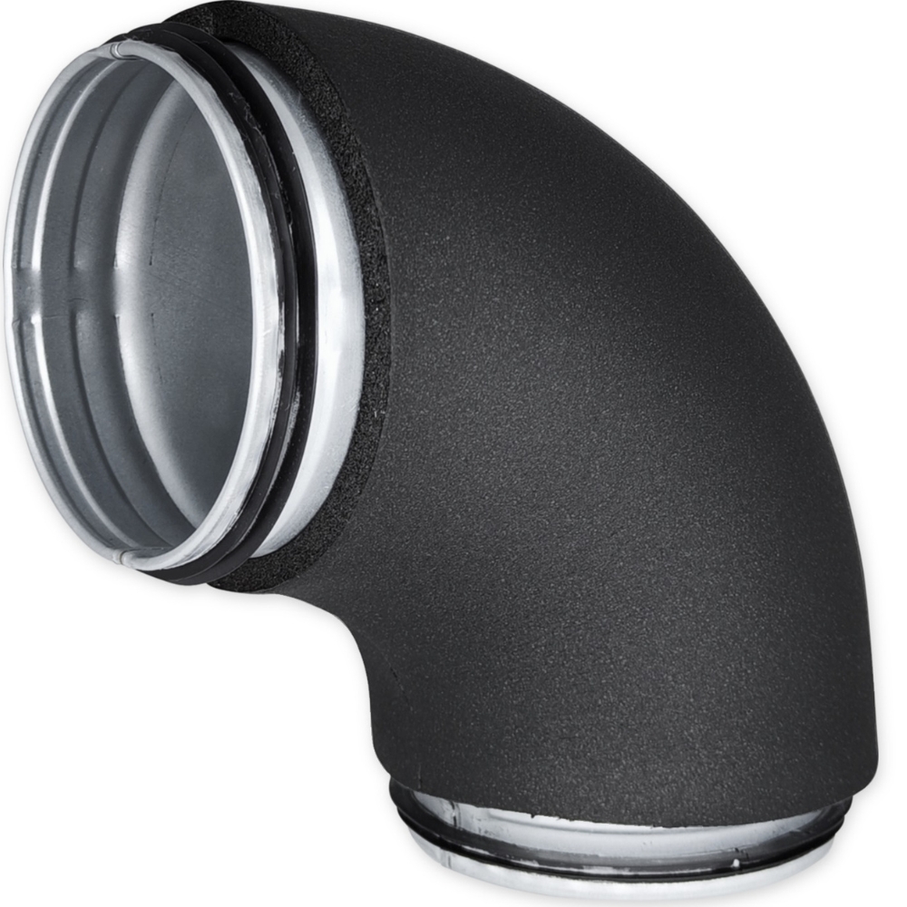 IZOBL 90° 125 SAFE izolované kovové koleno s těsněním, pozink. kulaté