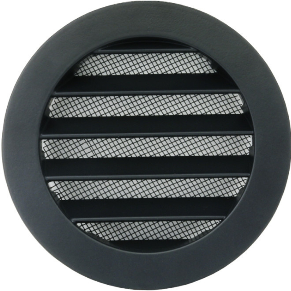 AVD 200 kruhová hliníková větrací mřížka se síťkou, černá