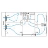 schématický náčrt větrání bytu v bytové výstavbě s použitím přívodních a průchozích prvků