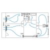 schématický náčrt větrání bytu v bytové výstavbě s použitím přívodních a průchozích prvků