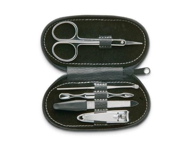 s32161 manikura ovalne pouzdro cerna stribrna