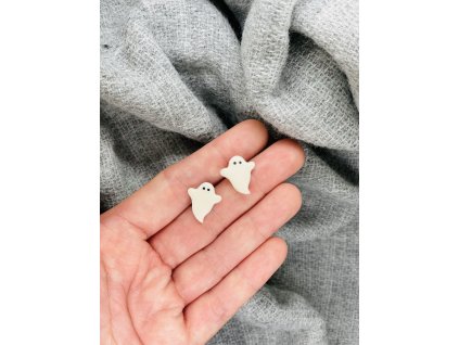 Náušnice duch strašidýlko ghost, puzety pecky z chirurgické oceli VEPEZ