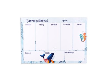 Týdenní plánovač A4 Velryba a mořský koník VEPEZ
