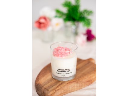 Přírodní sójová svíčka Bergamot, frézie, mandarinka & lotus 180ml VEPEZ