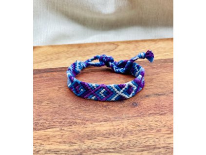 Macramé bavlnkový drhaný náramek fialové xko VEPEZ